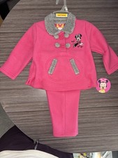Vintage Disney Baby Minnie Mouse Pink Fleece Outfit   Jacket  Pants Set 12M 