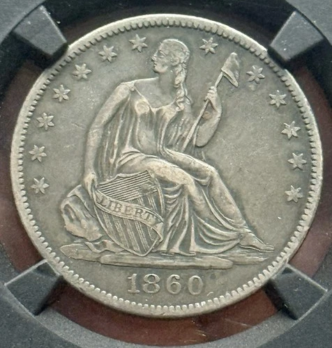 1860 O LIBERTY SEATED HALF DOLLAR NGC VERY CHOICE XF 45 ORIGINAL Nice Toning