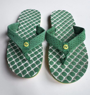 Gravis Byron Emboss Flip Flops Mens 7 Green White Yellow Thong Sandals