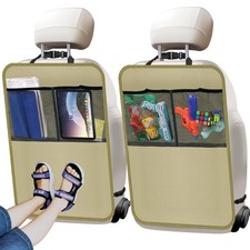 Zecirl 2 Pack Kick Mat Backseat Protector,Back Seat Cover for Kids,Car Beige