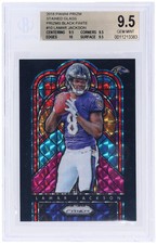 2018 Panini Prizm Stained Glass Black Finite Prizm Lamar Jackson Rookie 1/1
