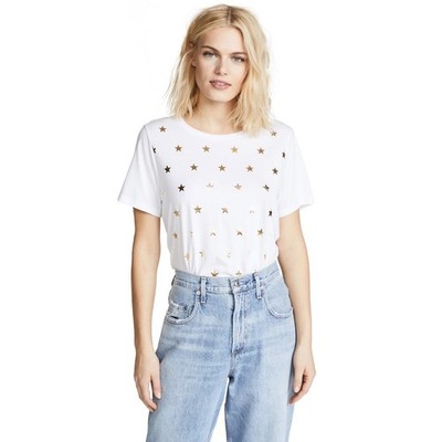 South Parade White Pima Cotton Gold Star Print Short Sleeve Graphic Tee Size M