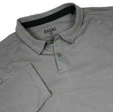 Rhone Commuter Polo Shirt Mens L Long Sleeve Performance Golf Italian Fabric