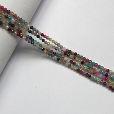Natural Multi Gemstone Beads 13" Strand Necklace Sapphire Emerald Crystal 2MM