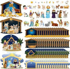 64 Sheets Make a Nativity Scene Sticker Nativity Crafts for Kids Religious Chris