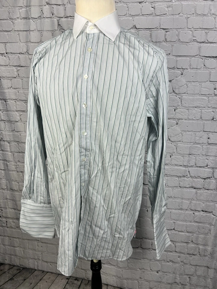 Camisa de vestir rosa Shirtmaker London puño francés para hombre talla 16/41 clásica azul, blanca Foto 2 de 4