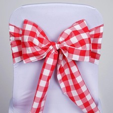 75 Checkered Gingham Polyester Chair Sashes Wedding Party Supplies Decorations