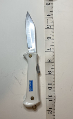 Vintage EKA Sweden Sandvik Stainless Steel Knife with White Handle