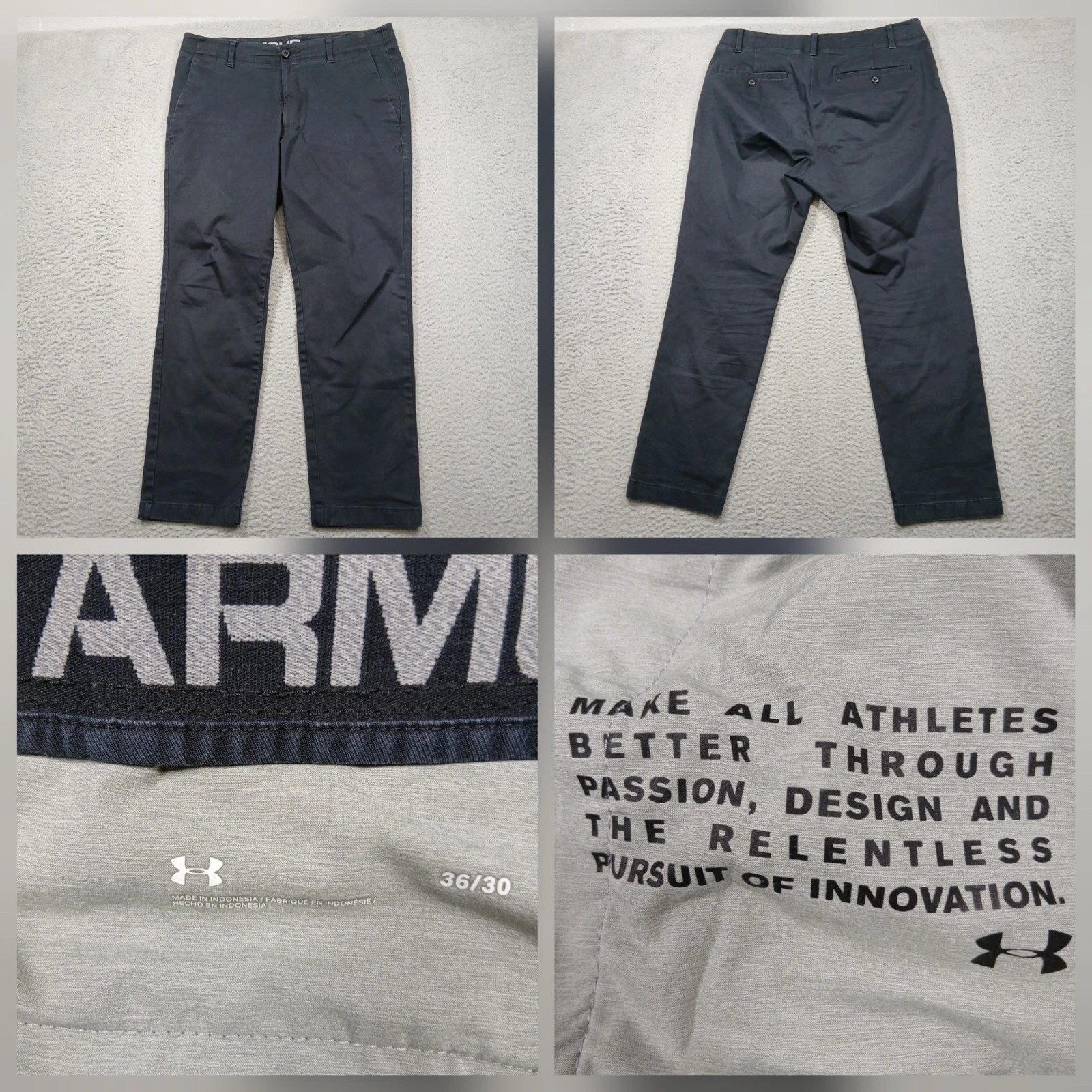 Under Armour Chino Pants Men's 36x30 Navy Blue Athletic Fit Stretch