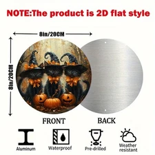 Halloween Metal Decoration Three Black Cats Wizard Hats