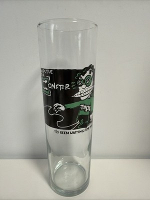 RARE LIBBEY Andy Jones TAPS 9  Glass Cup Highball Drinkware WRESTLE THE MONSTER