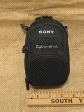 Sony Cyber-Shot Camera Small Carrying Pouch Soft Case Bag Black Zipper 