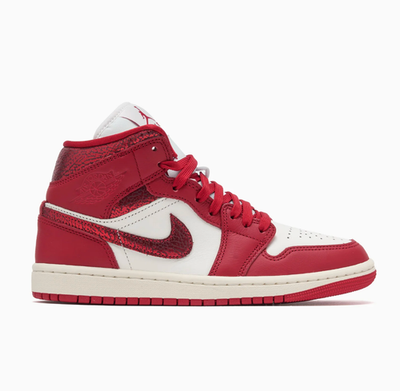 Nike Air Jordan 1 Mid SE Red Cracked Leather HJ9337-106 Womens