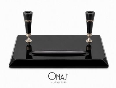 OMAS Onyx Black Fountain Pen Desk Pen Holder Vintage 2 Places