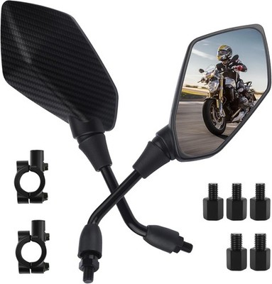 2PCS Motorcycle Mirrors, 360° Adjustable Side Mirrors with 8mm &Carbon Fiber
