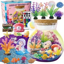 Mermaid Terrarium Kit for Kids - Toys Crafts Girls Ages 5 6 7 colorful