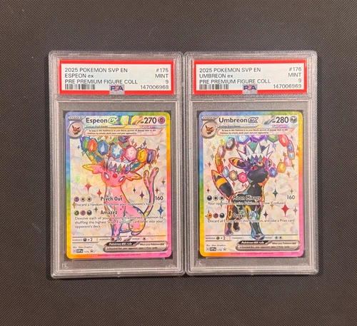 Sequential PSA 9 Espeon EX #175 & Umbreon EX #176 Prismatic Figure Promos