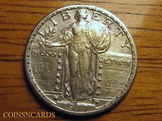 1917 D Type 2 Standing Liberty Quarter Uncirculated FH Full Head Monster Scarce!