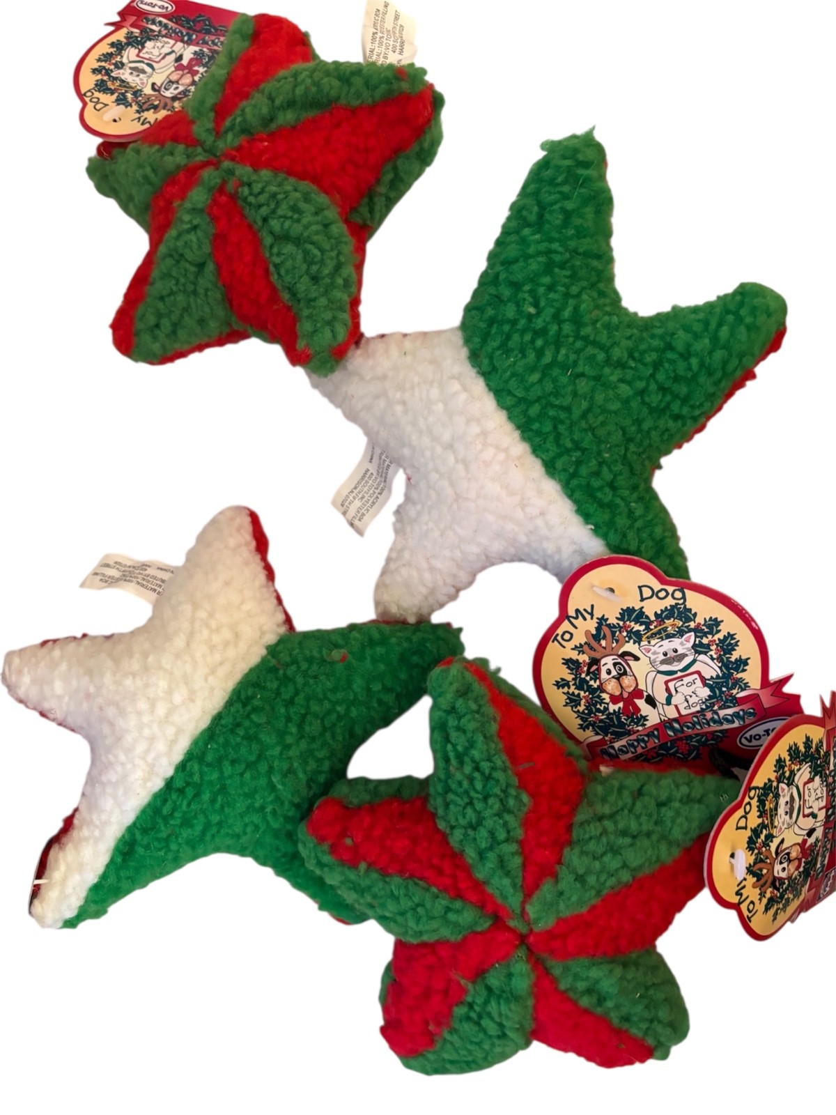 Vo-toys Holiday Fleece Star 7 Inch Soft Dog Toy Plush Squeak Colors Vary