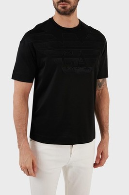 EMPORIO ARMANI $225 T Shirt BLACK GA Logo Sizes L XL AUTHENTIC NEW