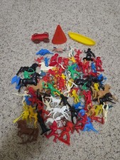 Vtg Lot 91 Cowboys Indians Horses Canoe Teepee Plastic Tim Mee Toys W. Germany