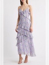 Lulus Luella Floral Print Ruffle Sleeveless Maxi Dress Lavender S NWT