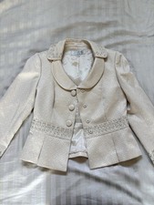 Tahari Arthur S. Levine 4Petite Vintage Cream Beaded Wedding Blazer Jacket