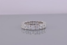 Sterling Silver 5mm Radiant Cut Cubic Zirconia Eternity Band Ring 925 Sz: 9