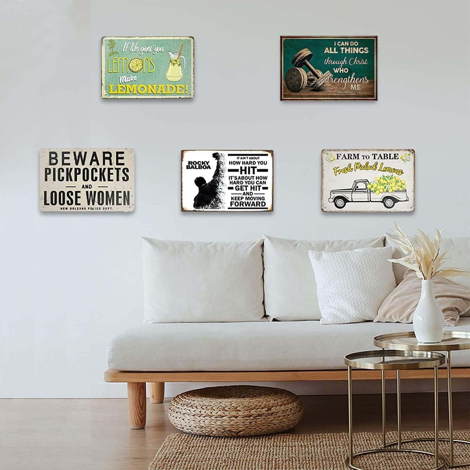 Tin Metal Sign Motivational Workout Gym Fitness Wall Art 8x12