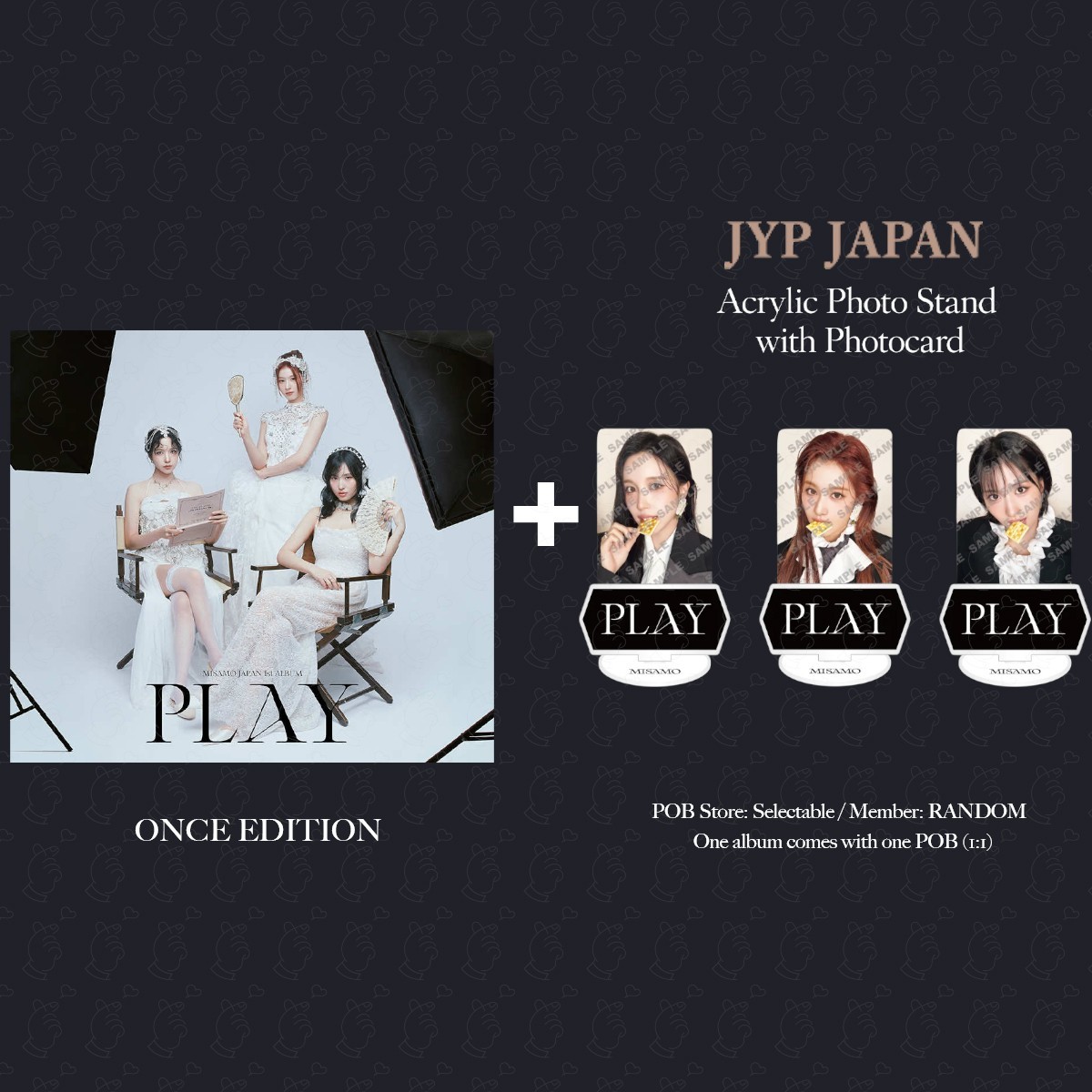 PRE MISAMO PLAY All album types POB JYP ONCE TOWER RECORDS HMV