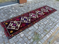 Turkish Vintage Rug Handmade Wool Rug Bohemian Runner Rug Home Rug 2,9 x 10, ft