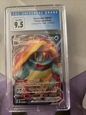 Drednaw VMAX Graded Pokemon Card 015/073 Gem Mint CGC 9.5 Champion's Path 2020