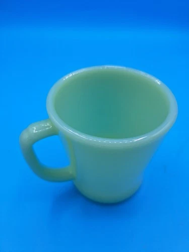 Fire King Oven Ware USA Green Jadeite D Handle Milk Glass Coffee Mug Vintage