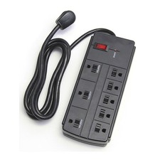 Milspec 8 Outlet Surge Strip 1200J with 6' Cord, Black