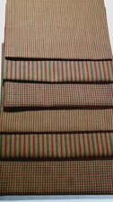 Vintage Gingerbread Brown Christmas Primitive Plaid Stripe Fabric Scrap Lot