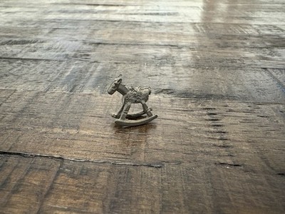 Mini Pewter Rocking Horse Figurine Very Small 1/2 Inch Trinket Knick Knack