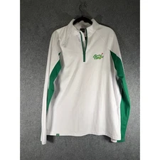 Sunday Swagger Mens Pullover Quarter Zip Long Sleeve Shirt White Green Size L