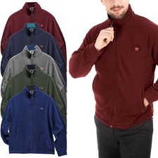 Mens Anti Pill Plain Fleece Jacket Full Zip Up Pocket Work Outdoor Warm Polar