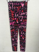 No Boundaries Ankle Leggings Size XXS to XS Black Pink Red Love Hearts New