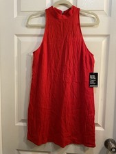 Express Red Halter Mini Jersey Dress Swing Size Small Party Flirty Date