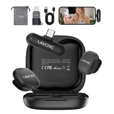 Mini Lavalier Microphone for iPhone Android Computer with Charging Case USB C...