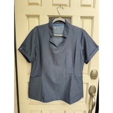 FIGS Technical Collection Inala Denim Blue PO 3939 Scrub Top Womens Size Large