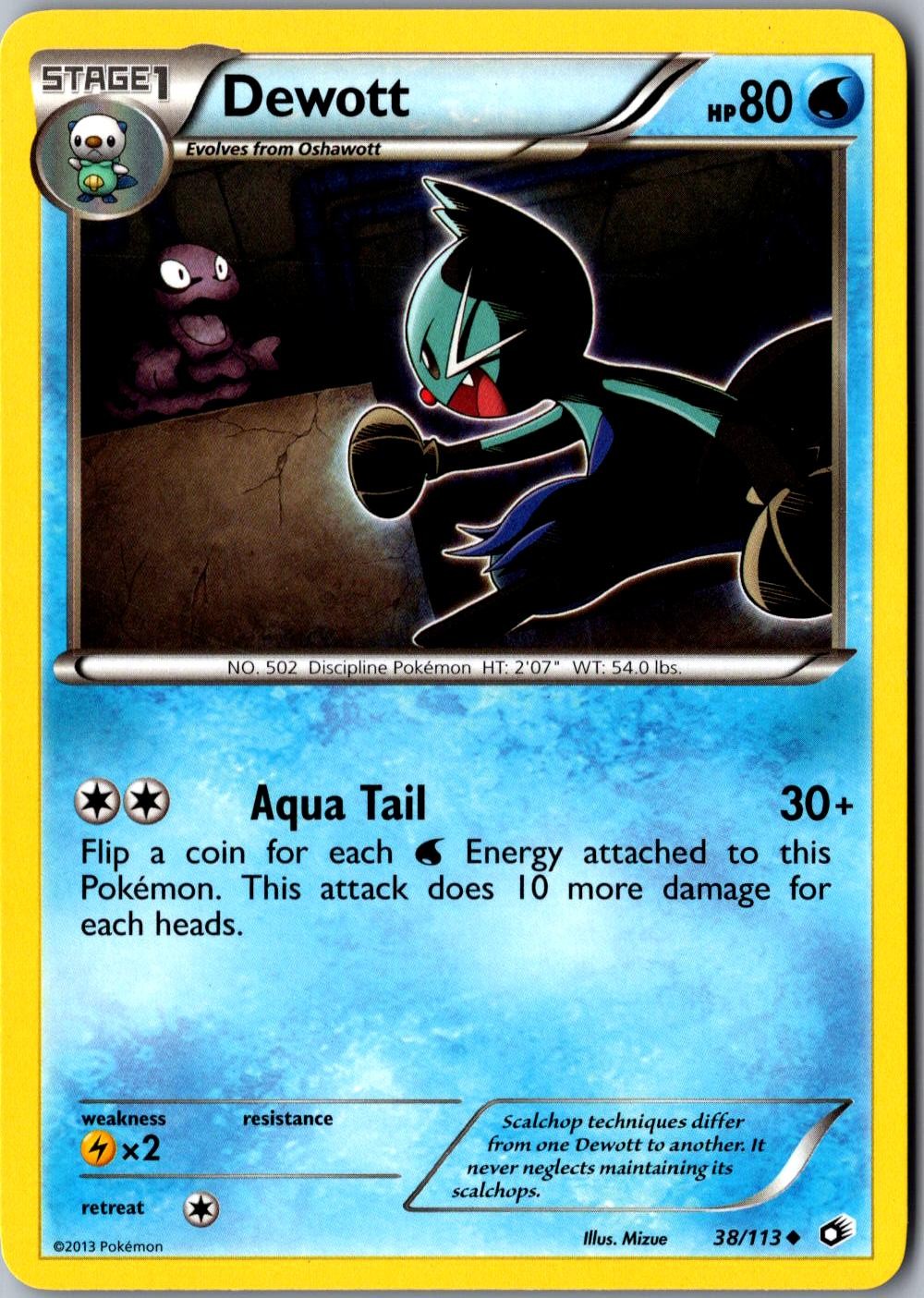 Dewott 38/113 Uncommon Legendary Treasures LP Pokemon Card