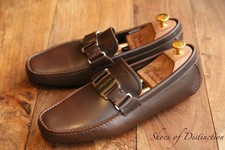 Salvatore Ferragamo Brown Leather Driving Shoes Loafers Mens UK 8 EE US 9
