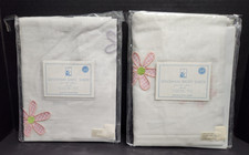 Lot 2 Pottery Barn Kids Gingham Daisy Tab Top Window Sheer Curtain 66" L 44" W