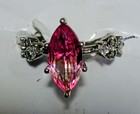 Silver Marquise Pink Stone Cocktail Ring Prong Setting Size 7 Accent Stones — photo 6