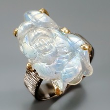 Handmade 14 ct Natural Labradorite Ring 925 Sterling Silver Size 8 /R443626