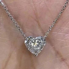 2 Ct Heart Cut White Moissanite Women's Heart Pendant 14K White Gold Plated