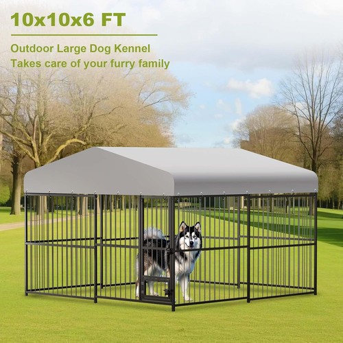 10x10x6 FT Outside Large Dog Kennel with Waterproof Roof Heavy Duty Outdoor US - Picture 7 of 9