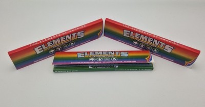 3 Heftchen Elements Rainbow King Size Slim Papers - je 32 Papers - Bunt